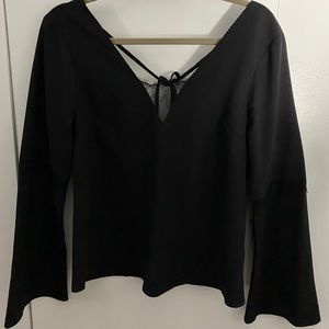 Deep Plunge Lace Insert Long Sleep top